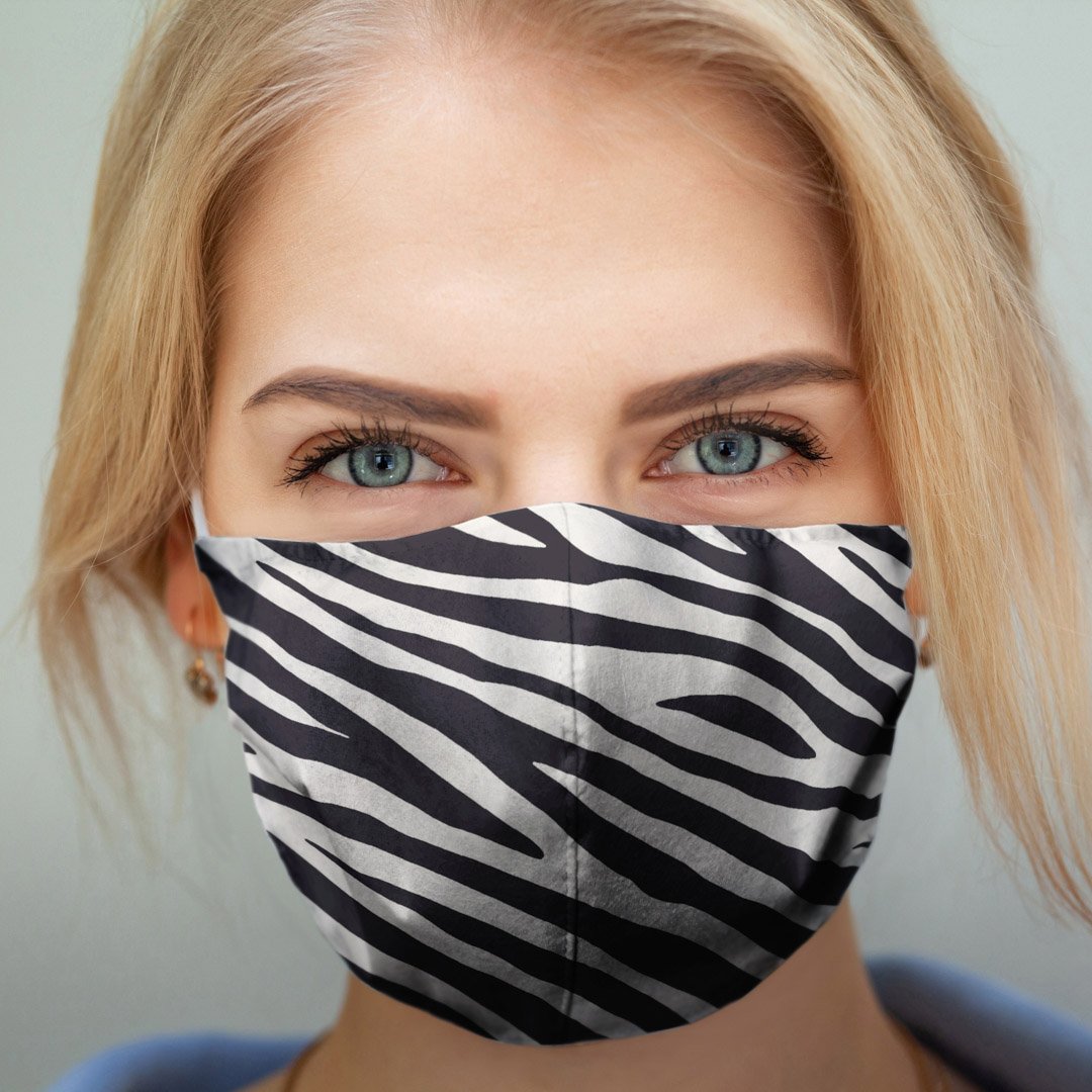 Wasbaar mondkapje stof Zebra
