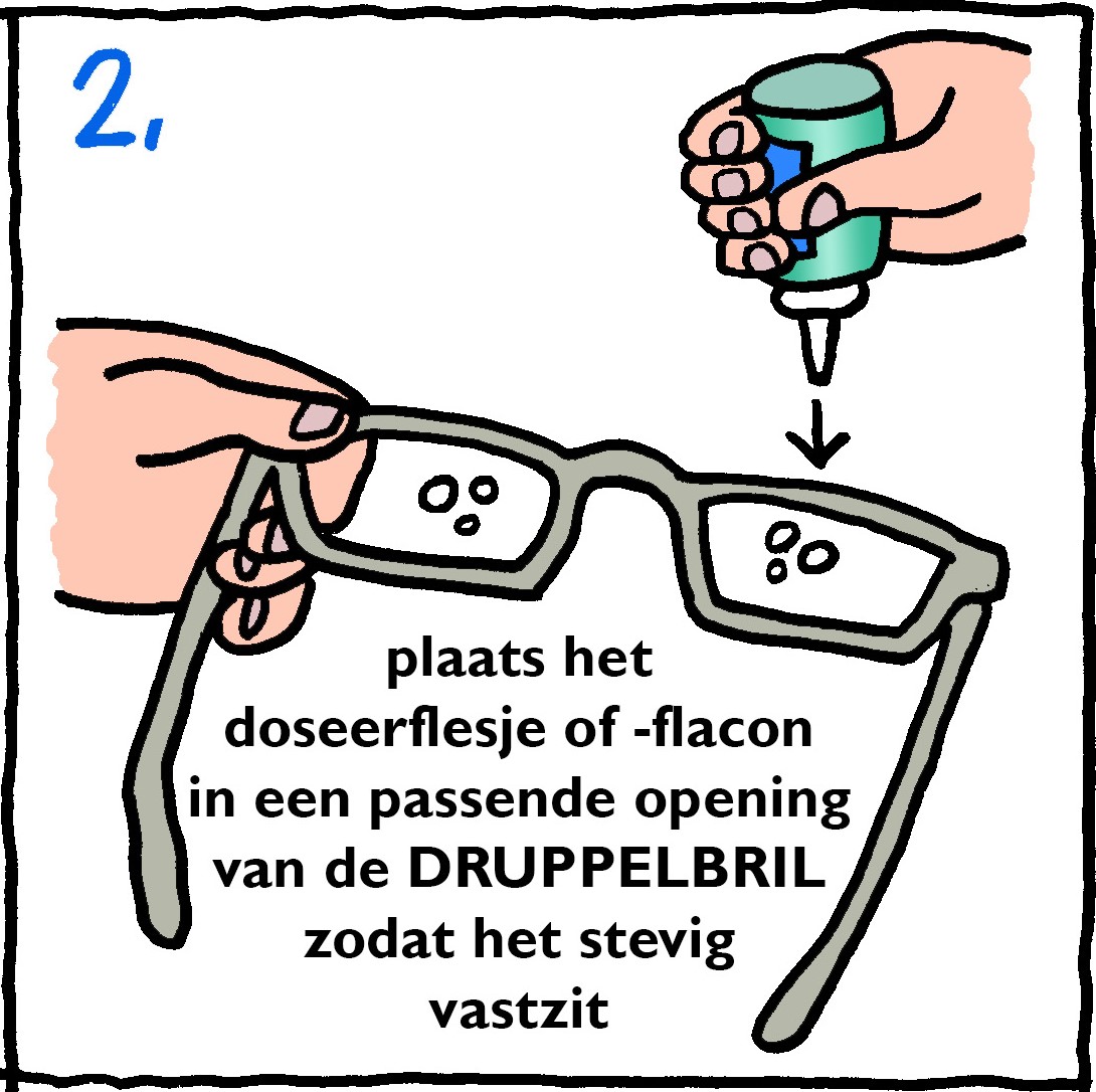 oogdruppelbril oogdruppel flesje plaatsen