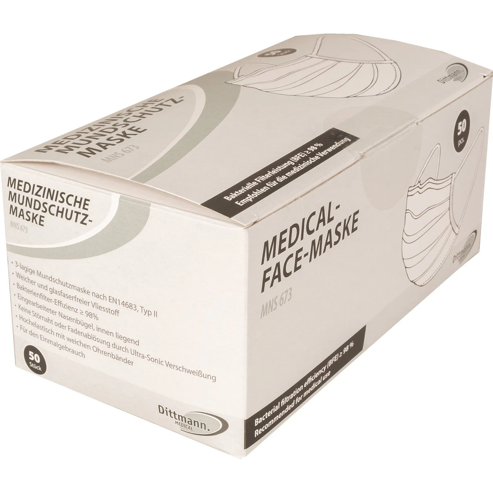 Medische mondkapjes 50 st Type 2 Wit