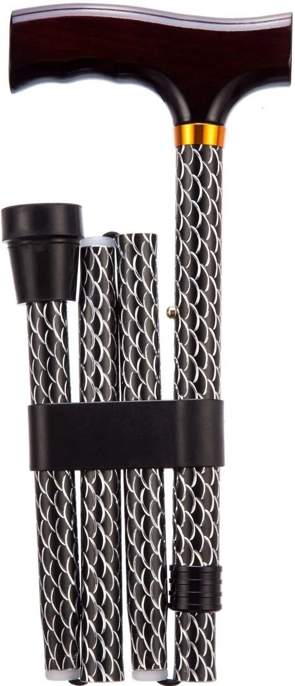 Wandelstok opvouwbaar Etched Black